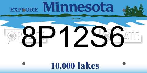 8P12S6 Minnesota License Plate