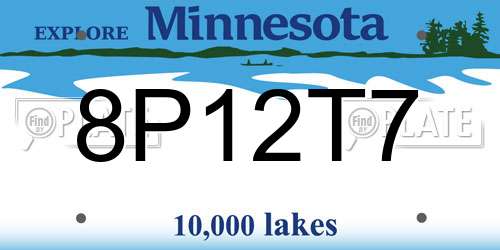8P12T7 Minnesota License Plate
