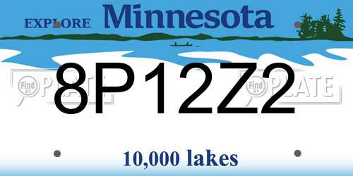 8P12Z2 Minnesota License Plate