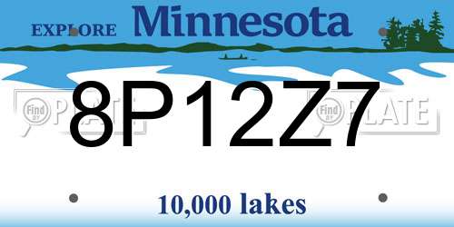 8P12Z7 Minnesota License Plate
