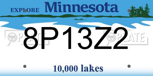 8P13Z2 Minnesota License Plate