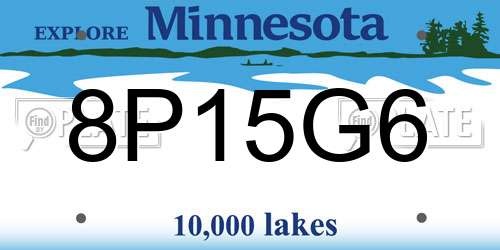 8P15G6 Minnesota License Plate