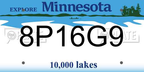8P16G9 Minnesota License Plate