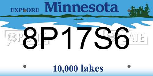 8P17S6 Minnesota License Plate