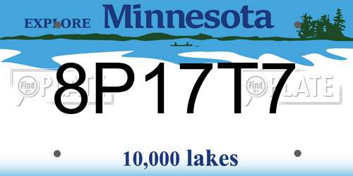 8P17T7 Minnesota License Plate