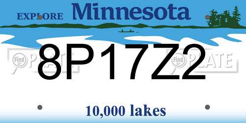 8P17Z2 Minnesota License Plate