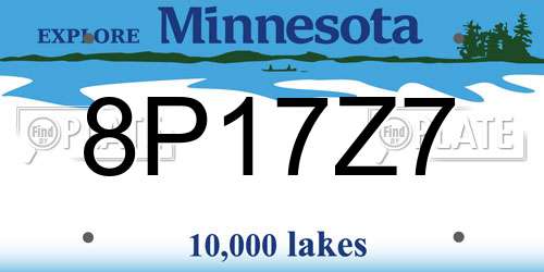 8P17Z7 Minnesota License Plate