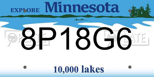 8P18G6 Minnesota License Plate
