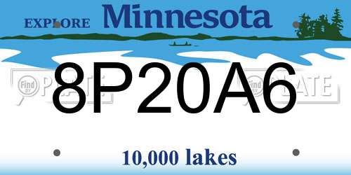 8P20A6 Minnesota License Plate