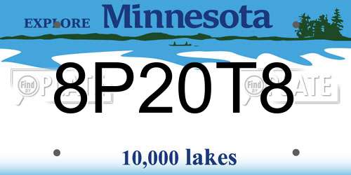 8P20T8 Minnesota License Plate