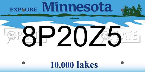 8P20Z5 Minnesota License Plate
