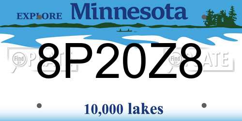 8P20Z8 Minnesota License Plate