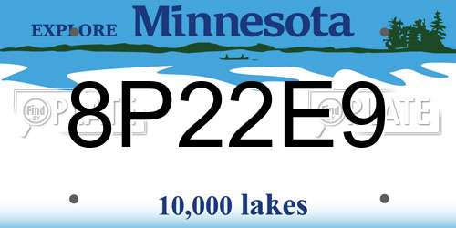8P22E9 Minnesota License Plate