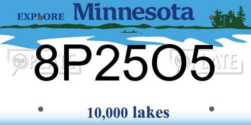 8P25O5 Minnesota License Plate
