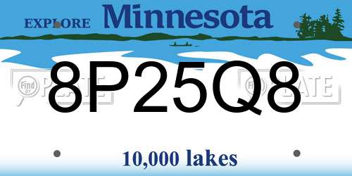8P25Q8 Minnesota License Plate