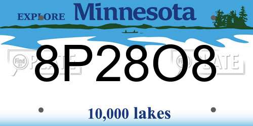 8P28O8 Minnesota License Plate