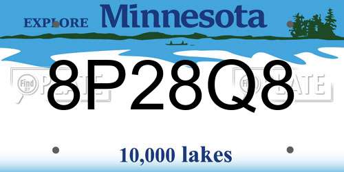 8P28Q8 Minnesota License Plate