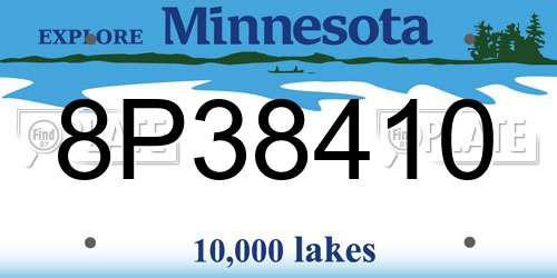 8P38410 Minnesota License Plate