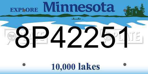 8P42251 Minnesota License Plate