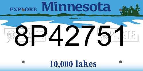 8P42751 Minnesota License Plate