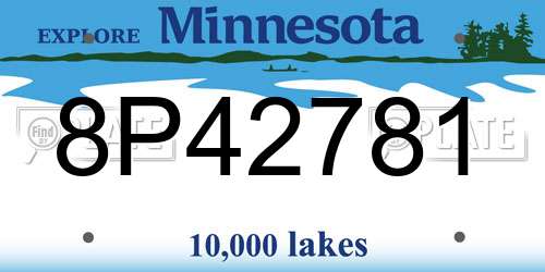 8P42781 Minnesota License Plate
