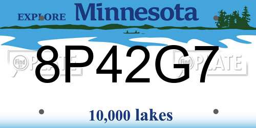 8P42G7 Minnesota License Plate
