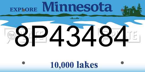 8P43484 Minnesota License Plate