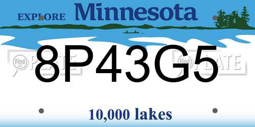 8P43G5 Minnesota License Plate