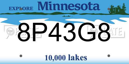 8P43G8 Minnesota License Plate