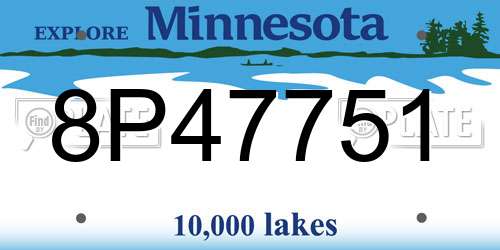 8P47751 Minnesota License Plate