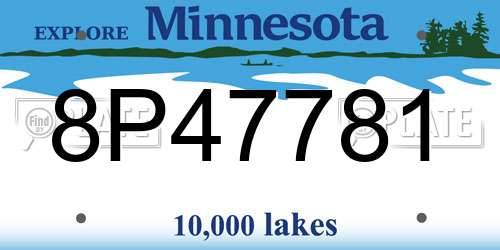 8P47781 Minnesota License Plate