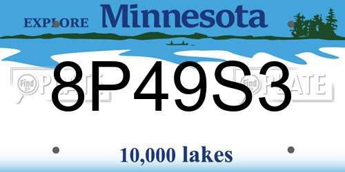 8P49S3 Minnesota License Plate