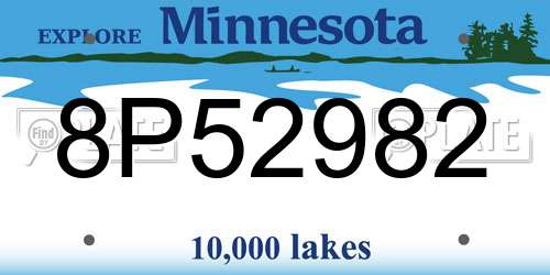 8P52982 Minnesota License Plate