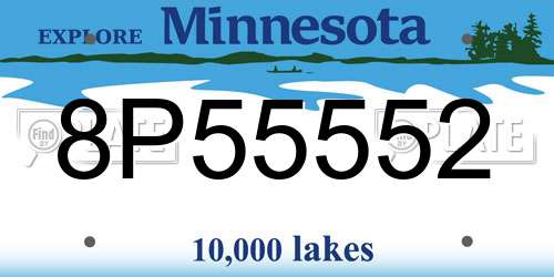 8P55552 Minnesota License Plate