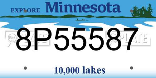 8P55587 Minnesota License Plate