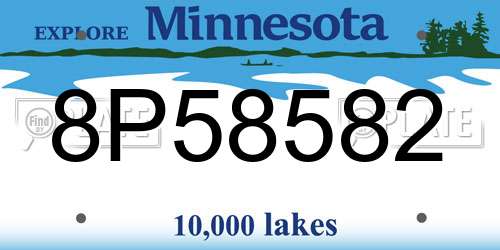 8P58582 Minnesota License Plate