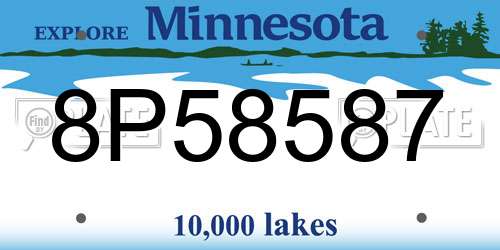 8P58587 Minnesota License Plate