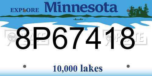 8P67418 Minnesota License Plate