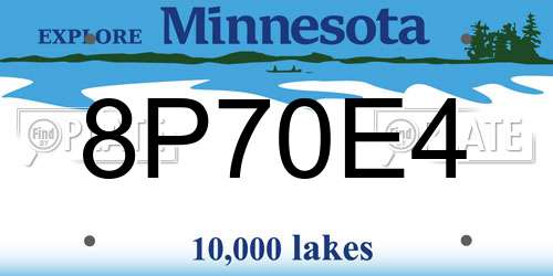 8P70E4 Minnesota License Plate