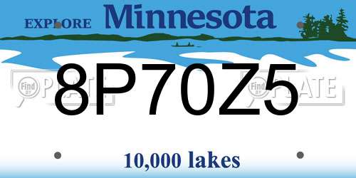 8P70Z5 Minnesota License Plate