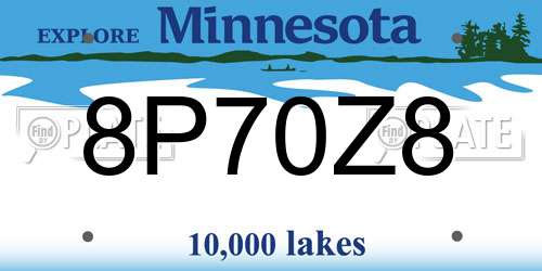 8P70Z8 Minnesota License Plate
