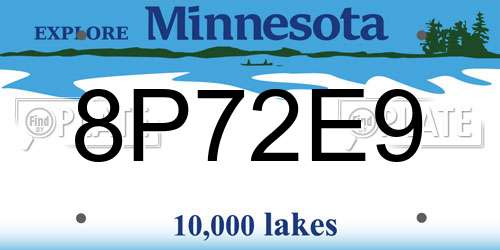 8P72E9 Minnesota License Plate