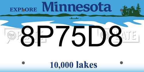 8P75D8 Minnesota License Plate