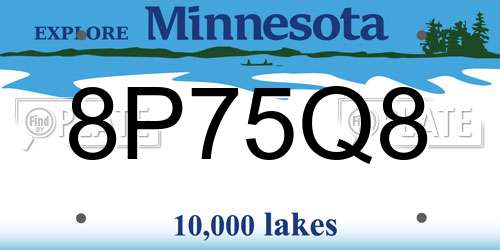 8P75Q8 Minnesota License Plate