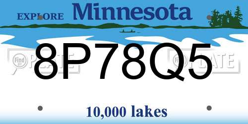 8P78Q5 Minnesota License Plate