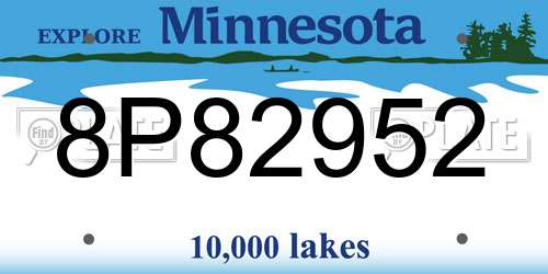 8P82952 Minnesota License Plate