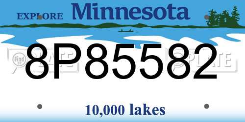 8P85582 Minnesota License Plate