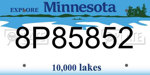 8P85852 Minnesota License Plate