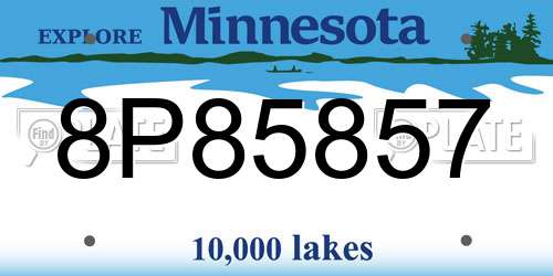 8P85857 Minnesota License Plate