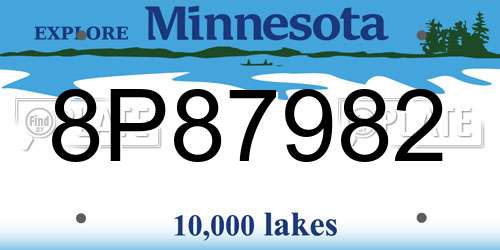 8P87982 Minnesota License Plate